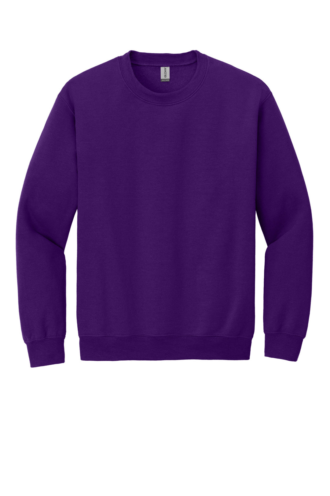 Front View of Purple Gildan Heavy Blend Crewneck Sweatshirt. 18000