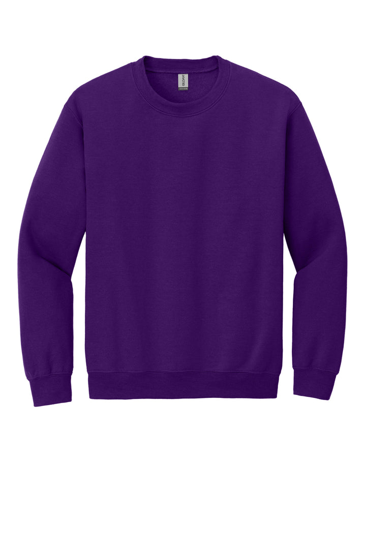 Front View of Purple Gildan Heavy Blend Crewneck Sweatshirt. 18000