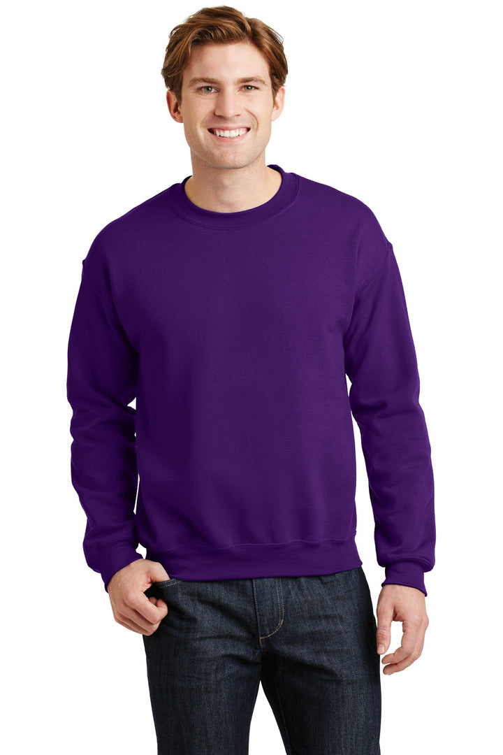 Front View of Purple Gildan Heavy Blend Crewneck Sweatshirt. 18000