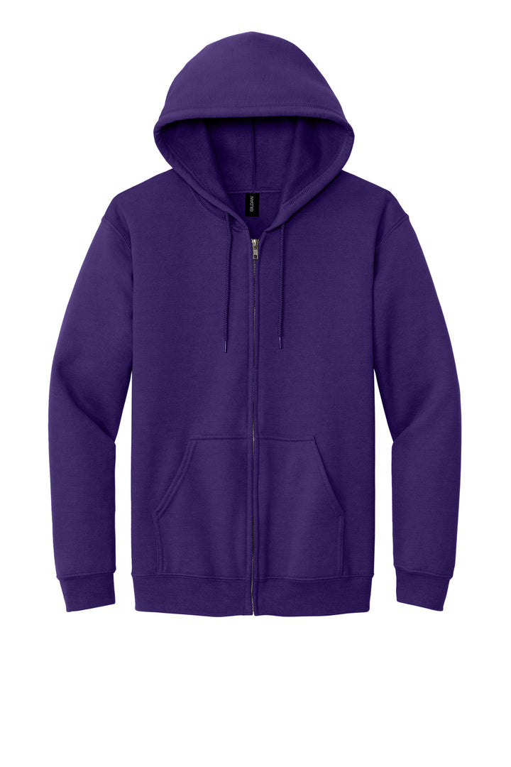 Front View of Purple Gildan - Heavy Blend Full-Zip Hooded Sweatshirt. 18600