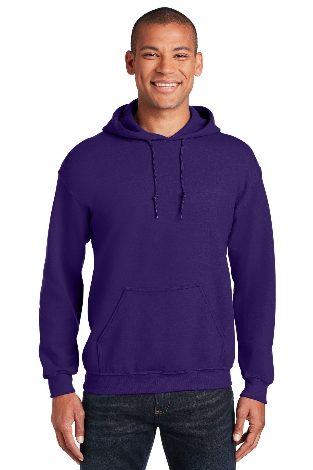 Front View of Purple Gildan - Heavy Blend Hooded Sweatshirt. 18500