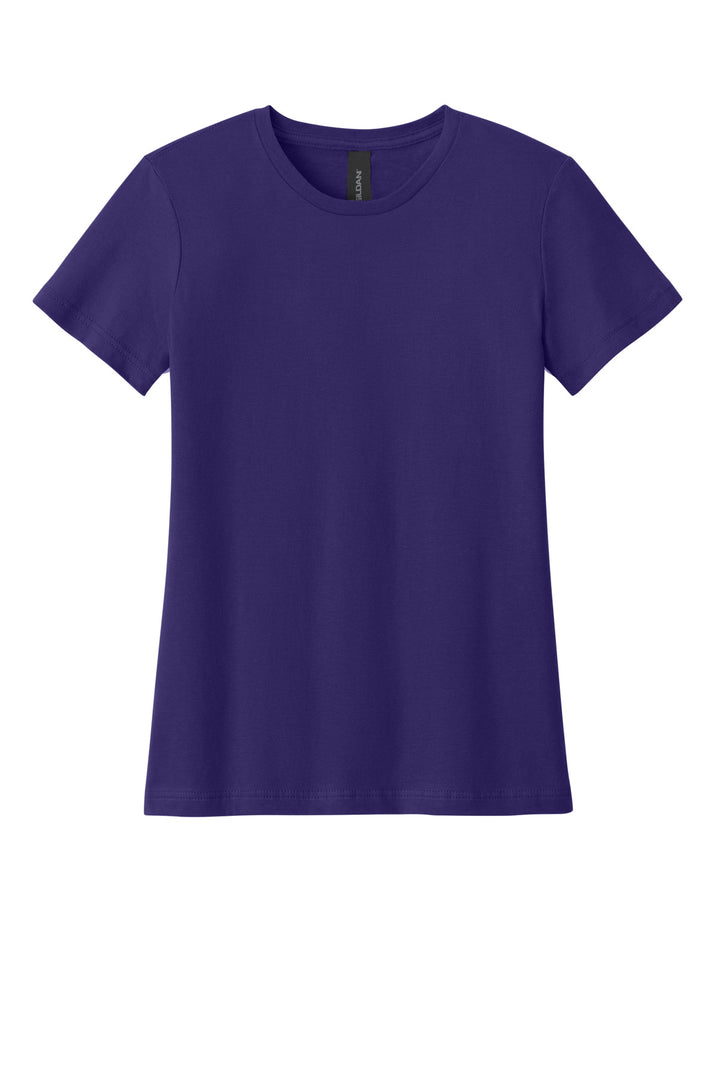Front View of Purple Gildan Softstyle Women's T-Shirt. 64000L
