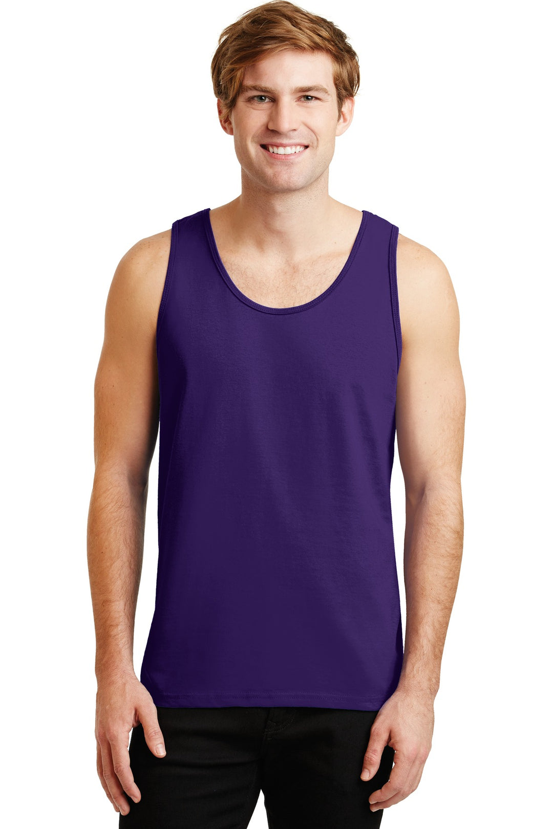 Front View of Purple Gildan - Ultra Cotton 100% US Cotton Tank Top. 2200