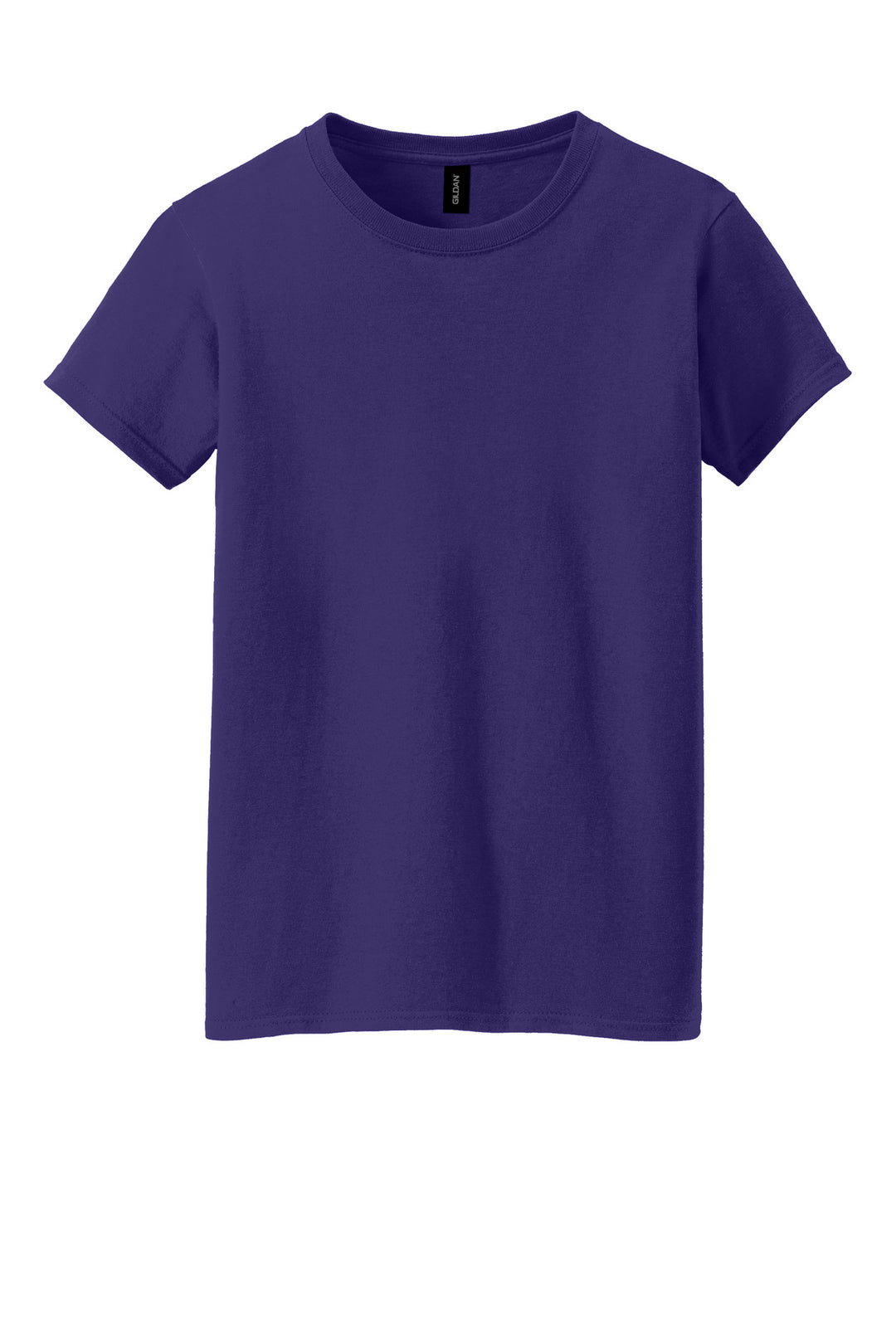 Front View of Purple Gildan Women's Heavy Cotton 100% Cotton T-Shirt. 5000L