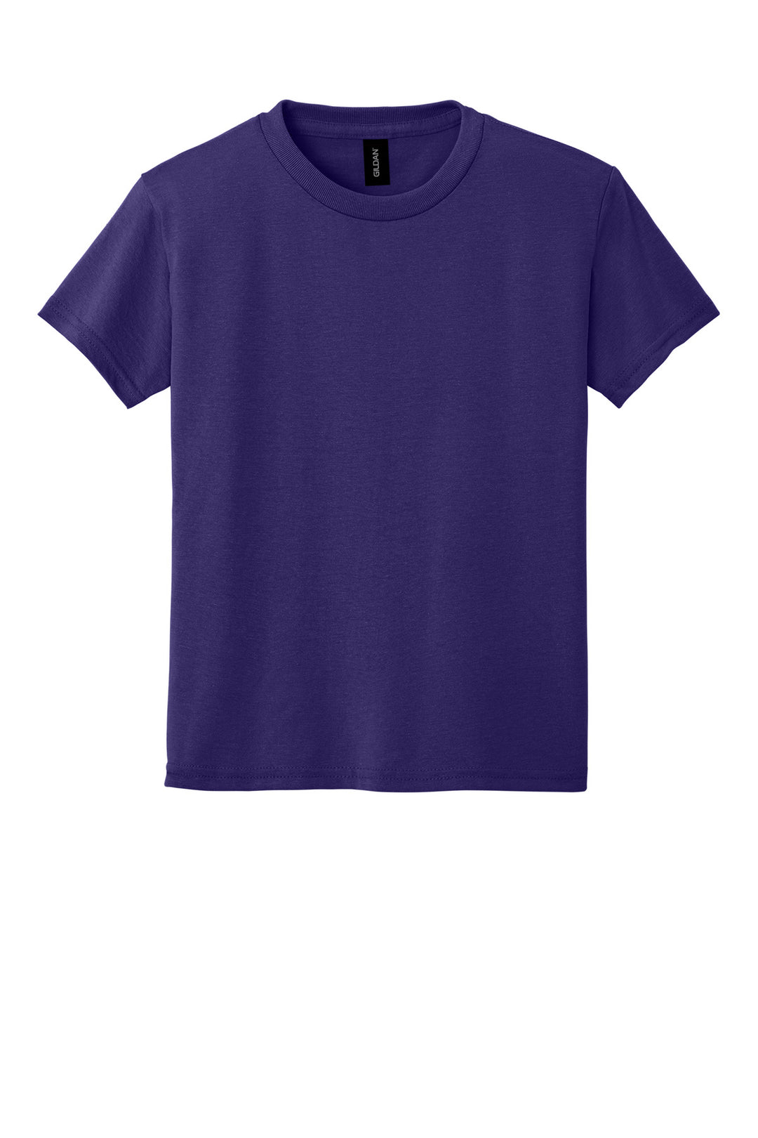 Front View of Purple Gildan Youth DryBlend 50 Cotton/50 Poly T-Shirt. 8000B