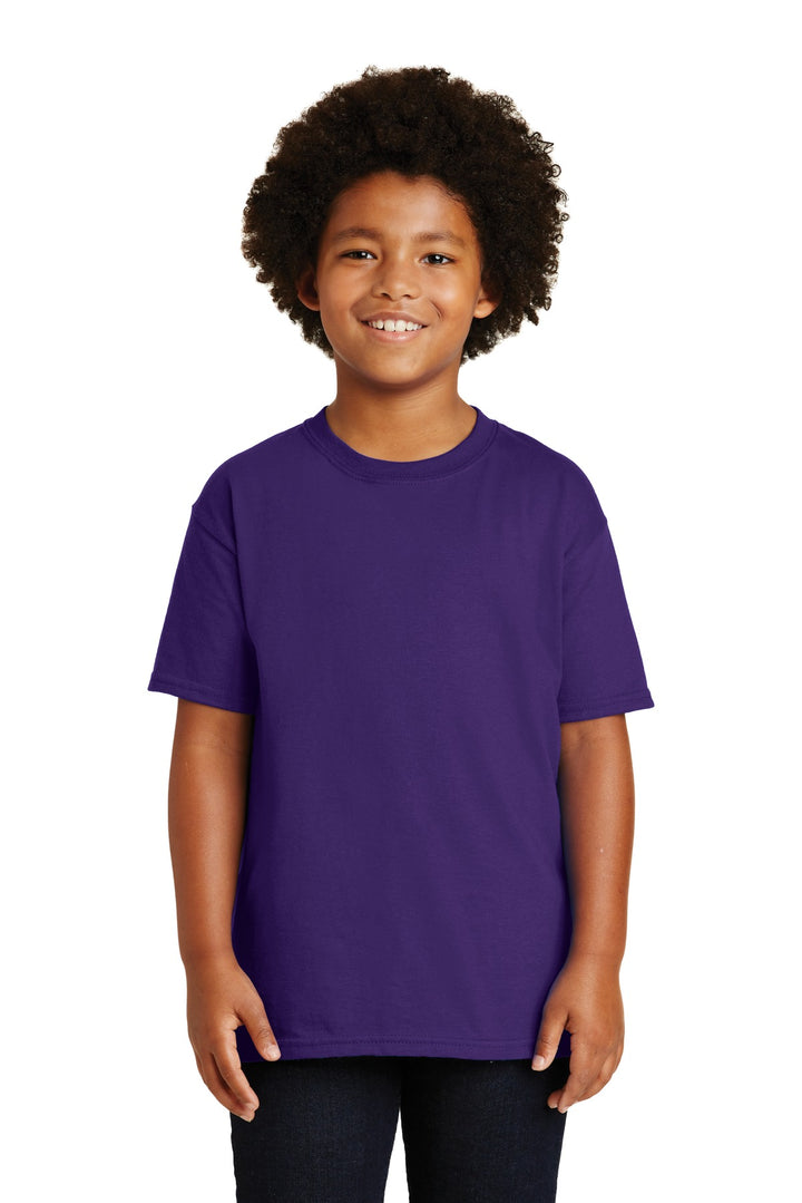 Front View of Purple Gildan - Youth Ultra Cotton 100% US Cotton T-Shirt. 2000B