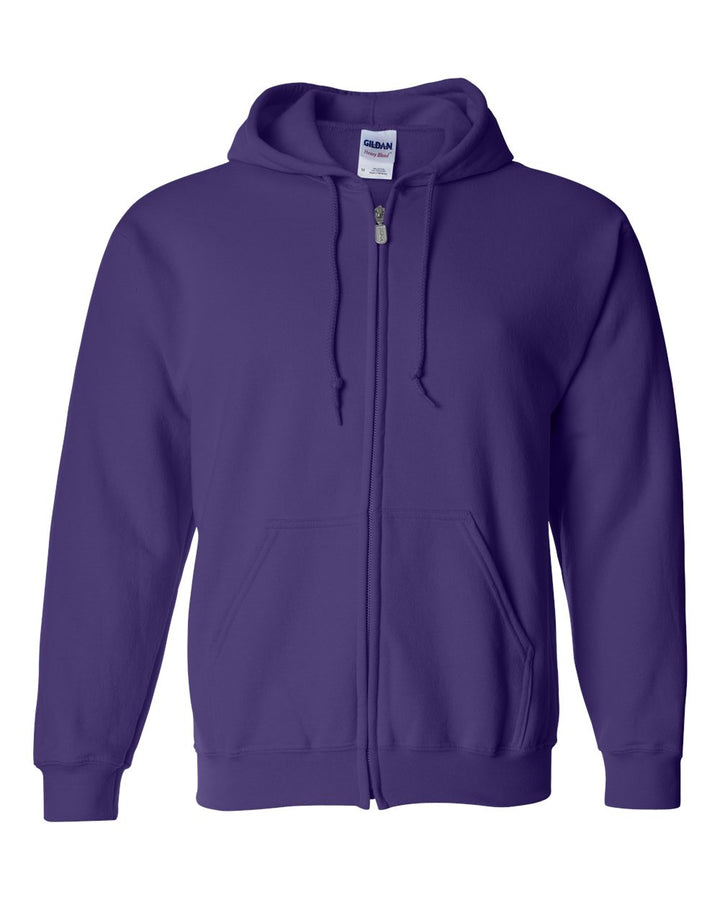 Front View of Purple Heavy Blend™ Full-Zip Hooded Sweatshirt - 18600