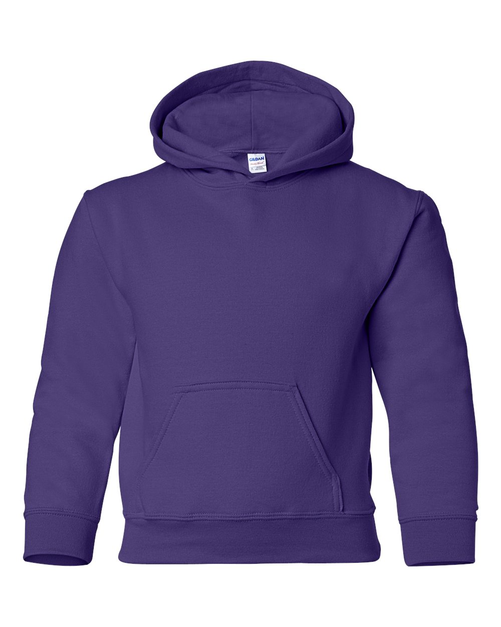 Front View of Purple Heavy Blend™ Youth Hooded Sweatshirt - 18500B