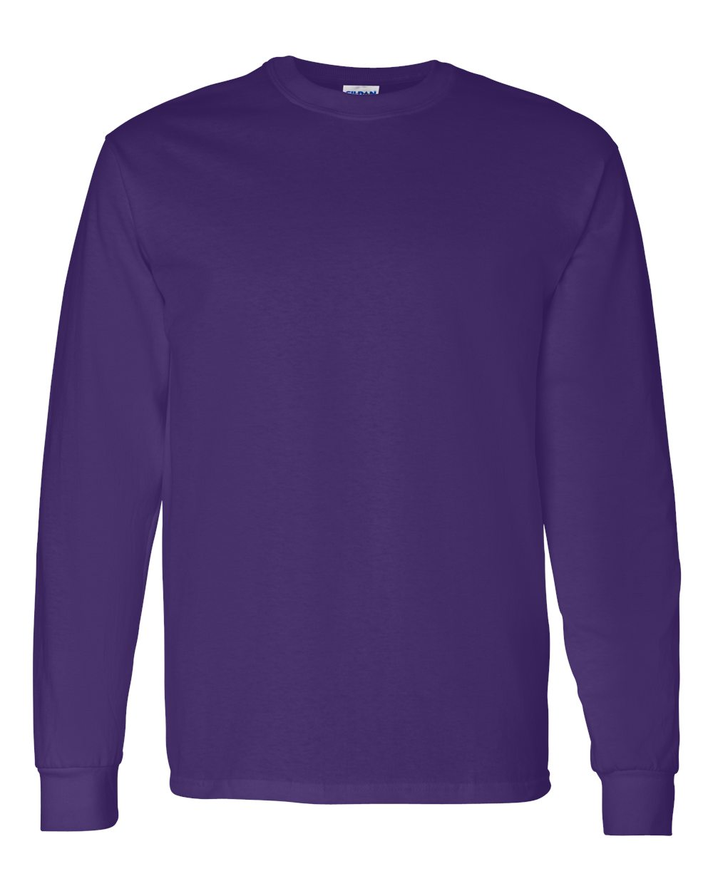 Front View of Purple Heavy Cotton™ Long Sleeve T-Shirt - 5400