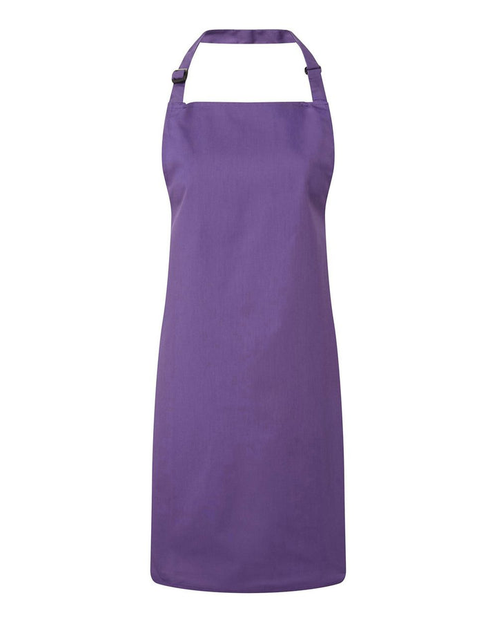 Front View of Purple Recycled Bib Apron - RP150