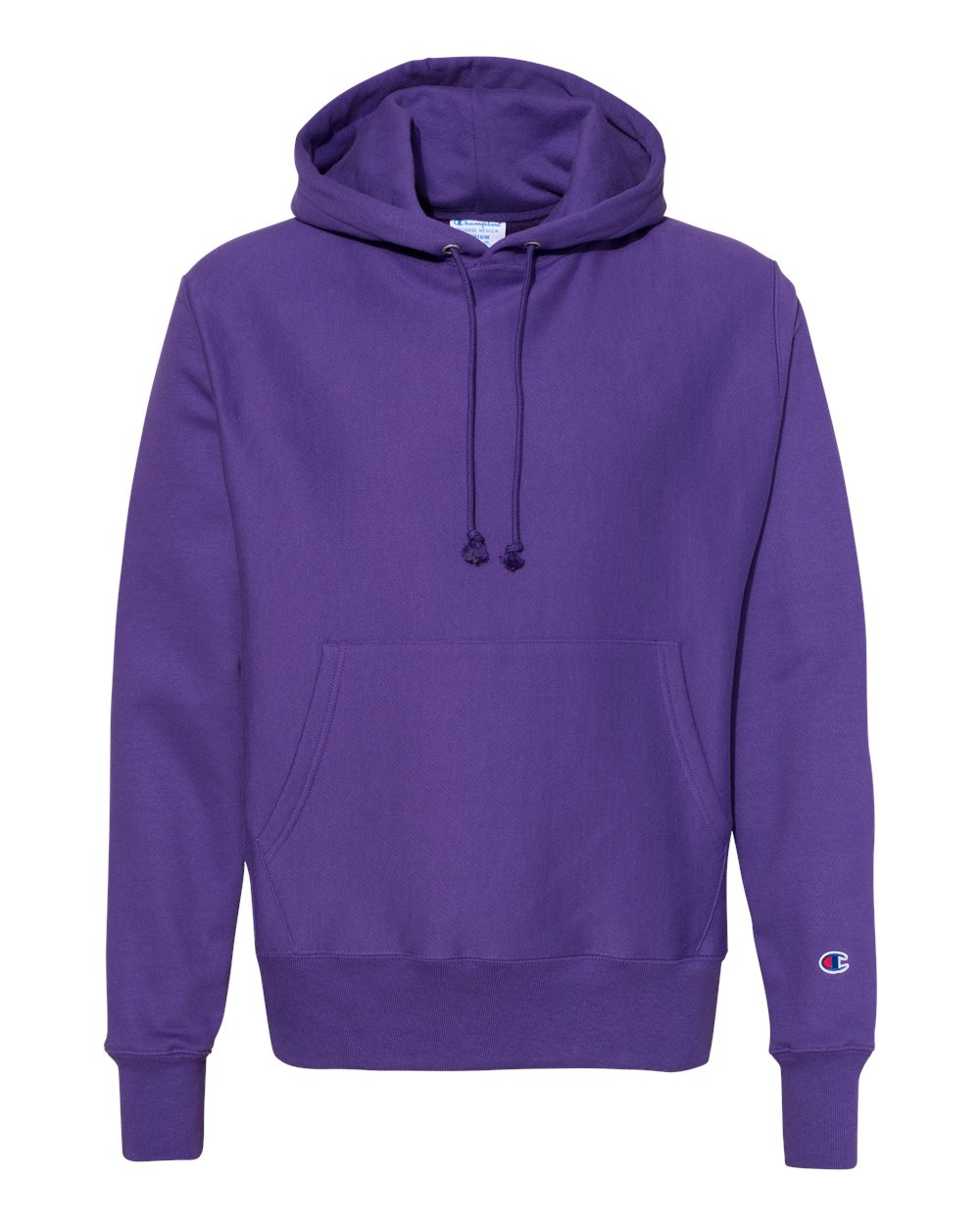 Front View of Purple Reverse Weave® Hooded Sweatshirt - S101