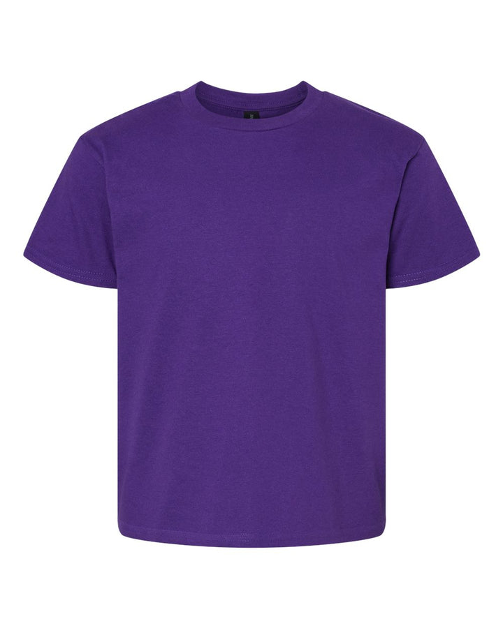 Front View of Purple Softstyle® Youth T-Shirt - 64000B