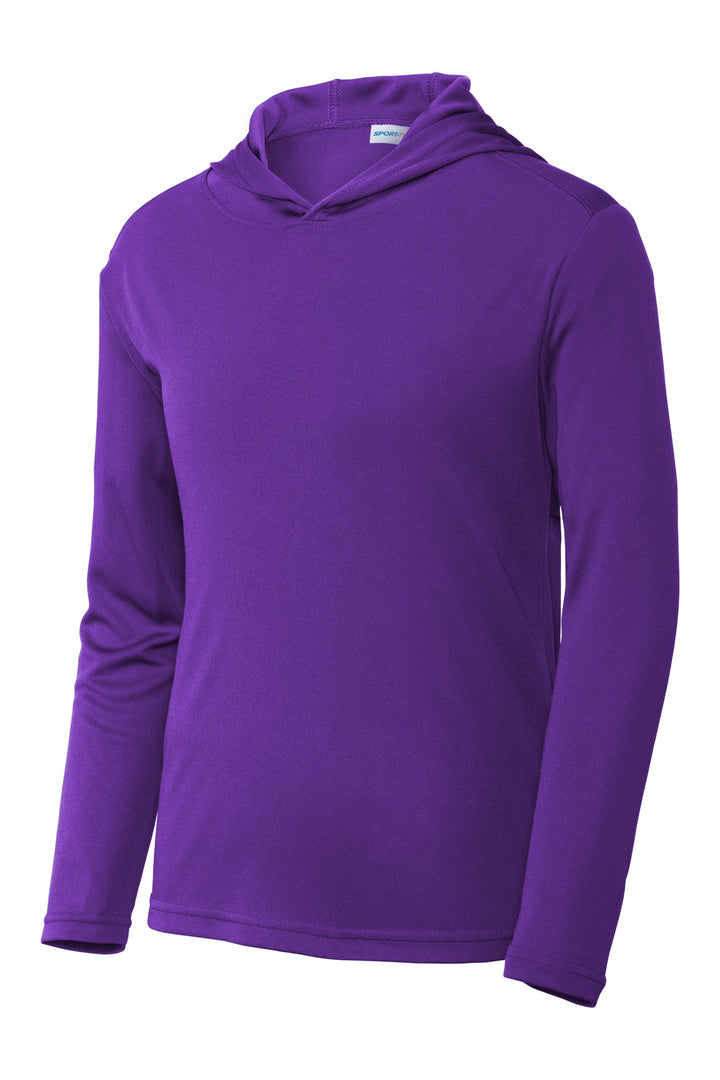Front View of Purple Sport-Tek Youth PosiCharge Competitor Hooded Pullover. YST358