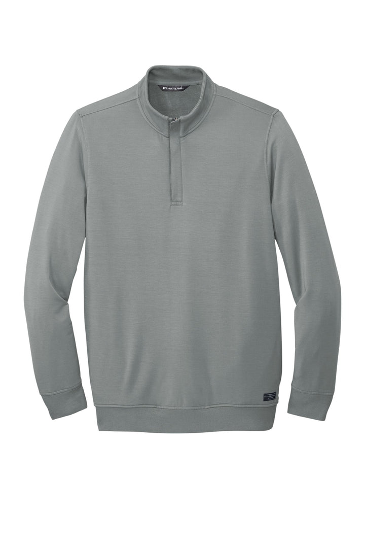 Front View of QuiShaGrey TravisMathew Newport 1/4-Zip Fleece. TM1MU419