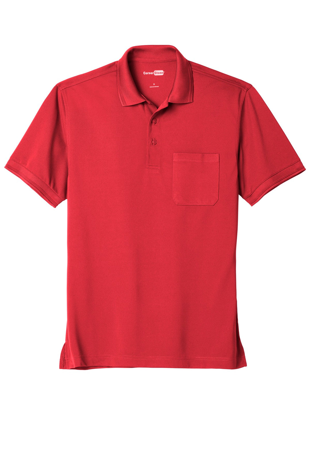 Front View of Red CornerStone Industrial Snag-Proof Pique Pocket Polo. CS4020P
