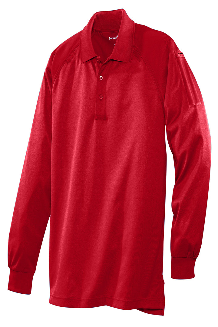 Front View of Red CornerStone - Select Long Sleeve Snag-Proof Tactical Polo. CS410LS