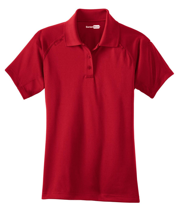 Front View of Red CornerStone Women's Select Snag-Proof Tactical Polo. CS411