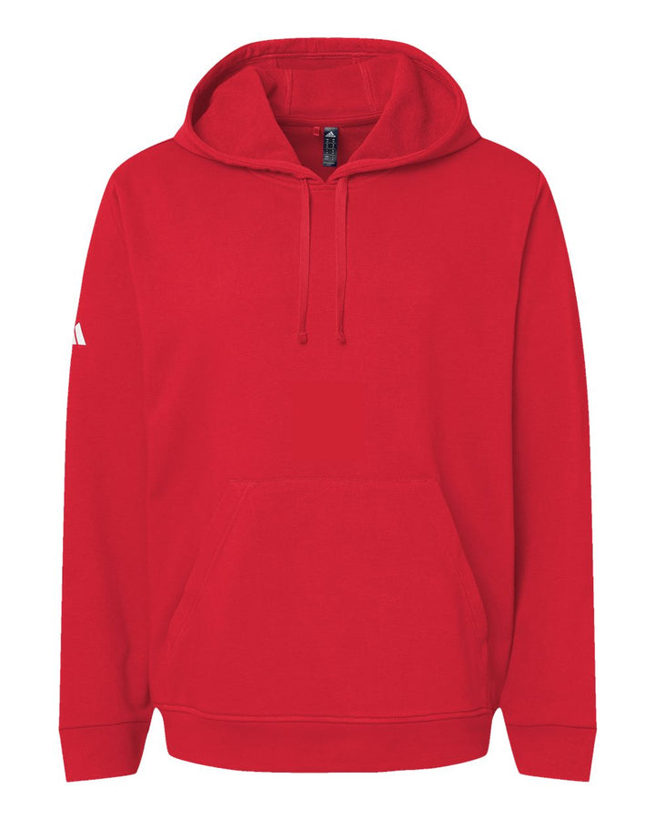 Front View of Red Fleece Hooded Sweatshirt - A432