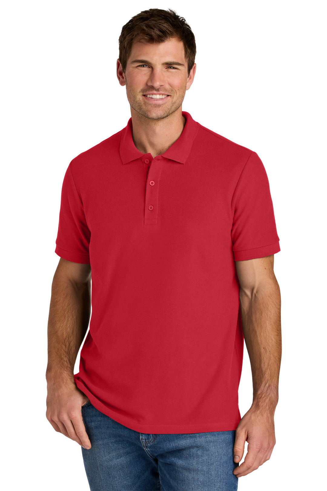 Front View of Red Gildan Hammer Pique Polo 85800