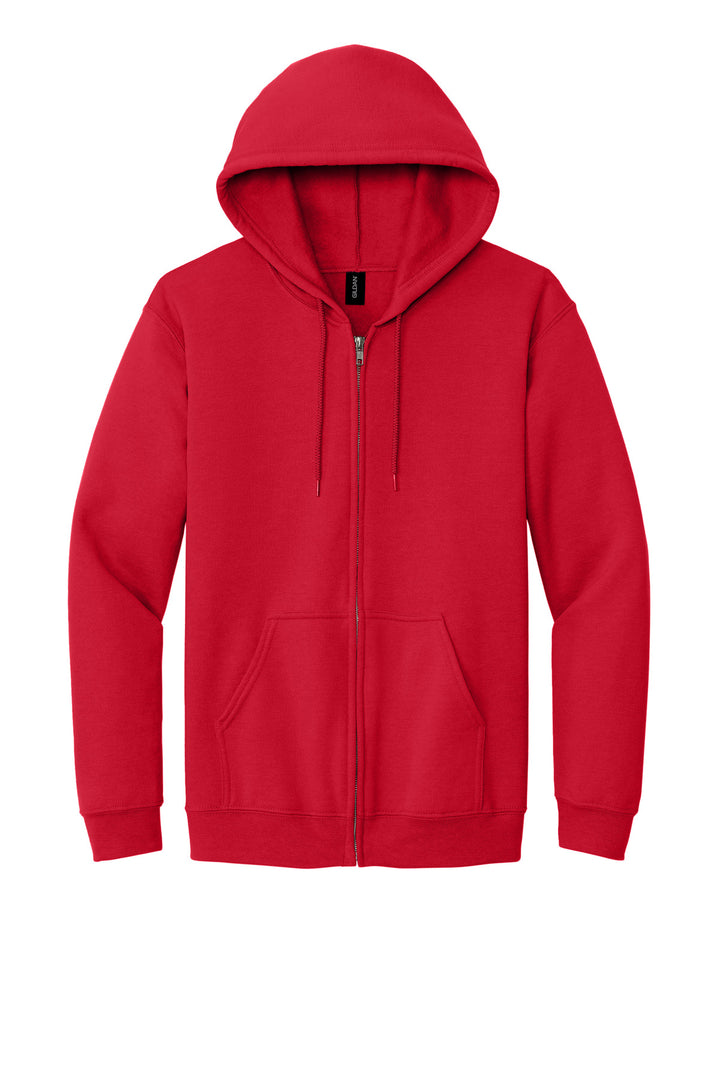 Front View of Red Gildan - Heavy Blend Full-Zip Hooded Sweatshirt. 18600