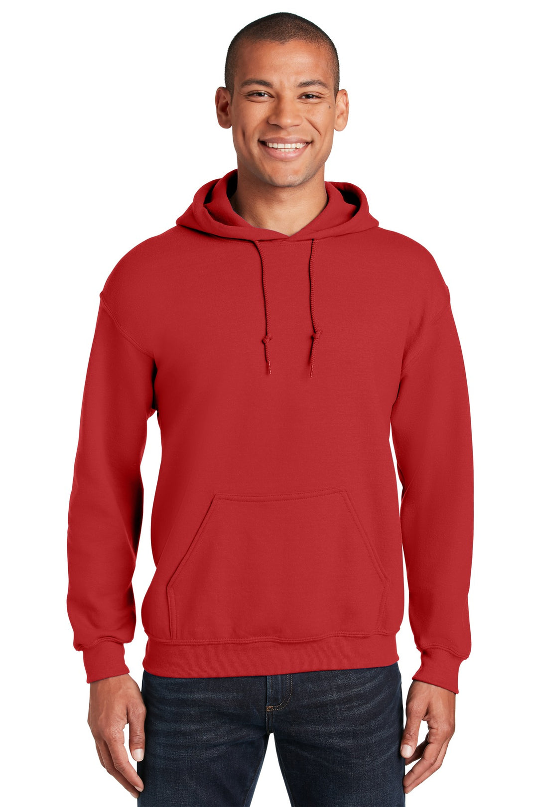 Front View of Red Gildan - Heavy Blend Hooded Sweatshirt. 18500