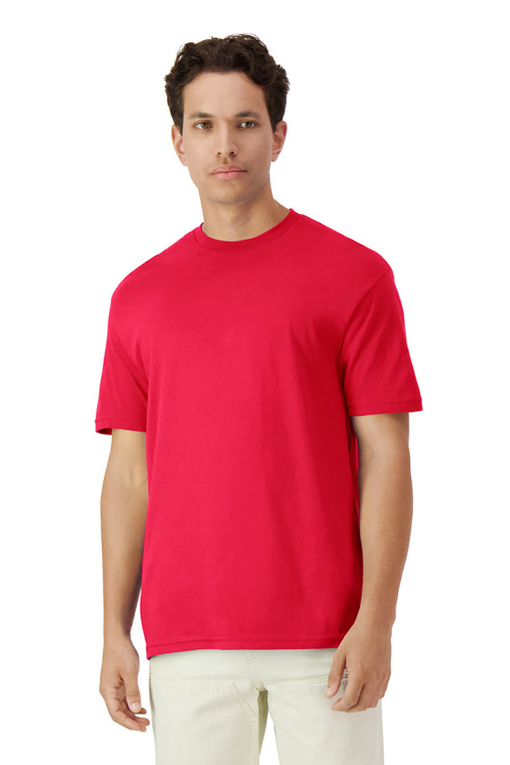 Front View of Red Gildan Light Cotton Tee 3000