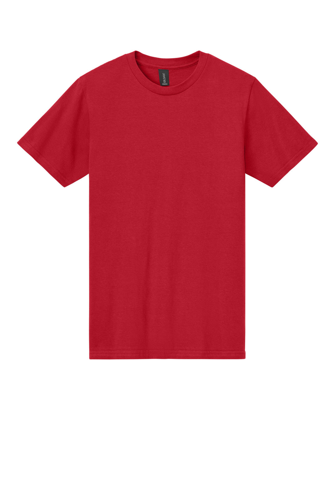 Front View of Red Gildan Softstyle Midweight Tee 65000