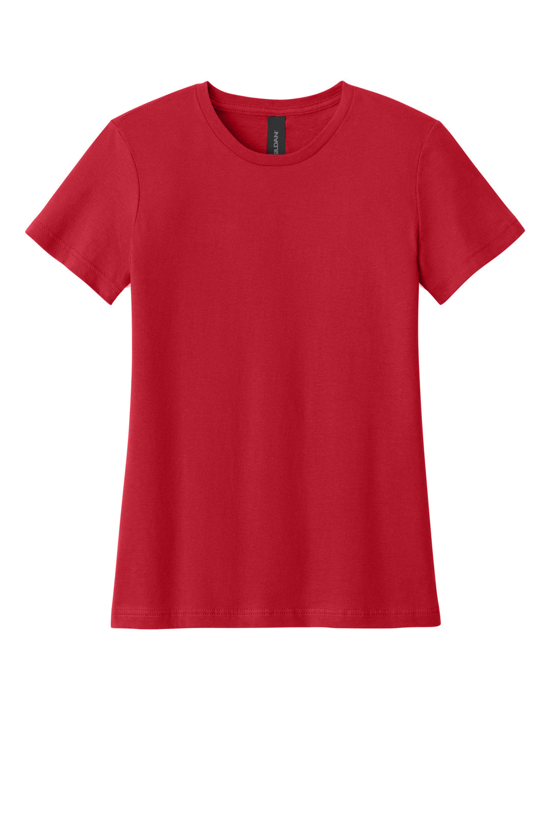 Front View of Red Gildan Softstyle Women's T-Shirt. 64000L