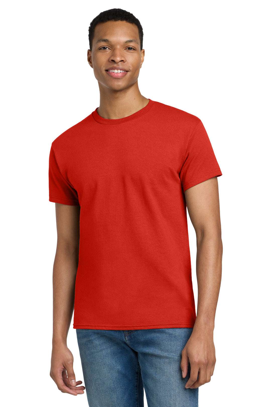 Front View of Red Gildan Tall 100% US Cotton T-Shirt 2000T