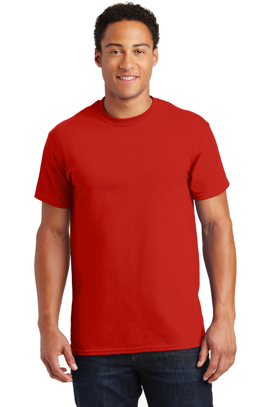 Front View of Red Gildan - Ultra Cotton 100% US Cotton T-Shirt. 2000