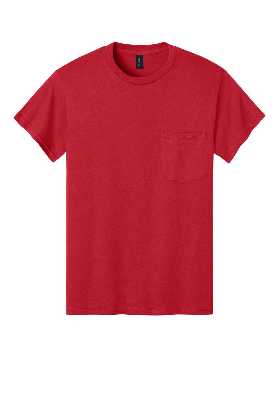 Front View of RED Gildan - Ultra Cotton 100% US Cotton T-Shirt with Pocket. 2300