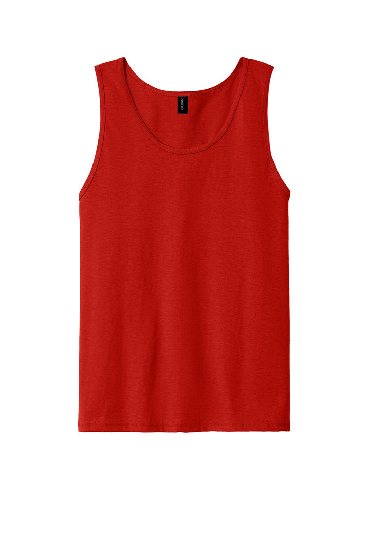 Front View of Red Gildan - Ultra Cotton 100% US Cotton Tank Top. 2200