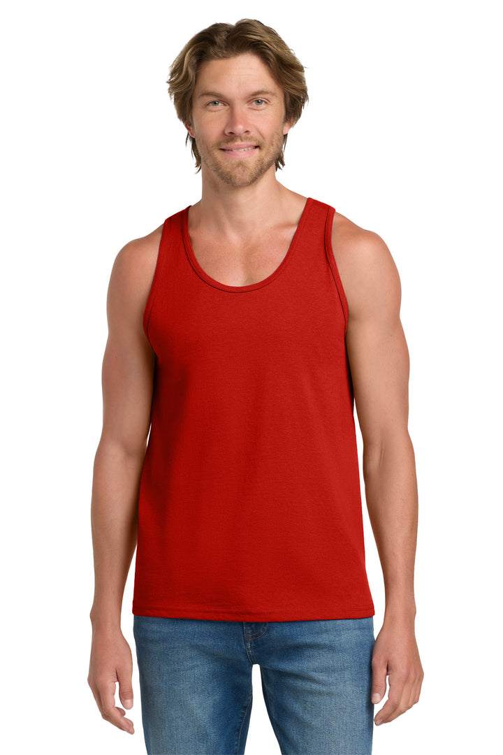 Front View of Red Gildan - Ultra Cotton 100% US Cotton Tank Top. 2200