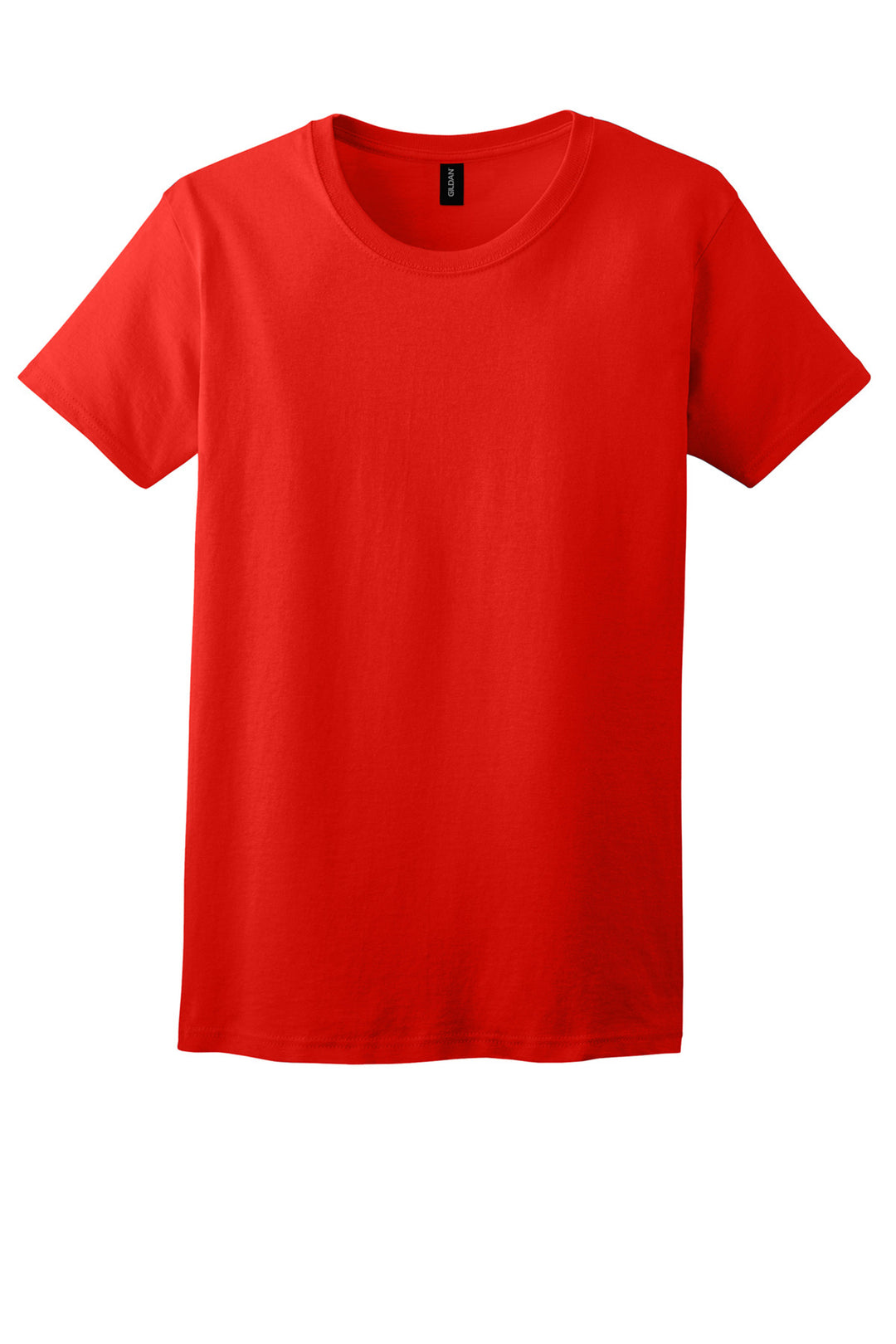 Front View of Red Gildan Women's Ultra Cotton 100% US Cotton T-Shirt. 2000L