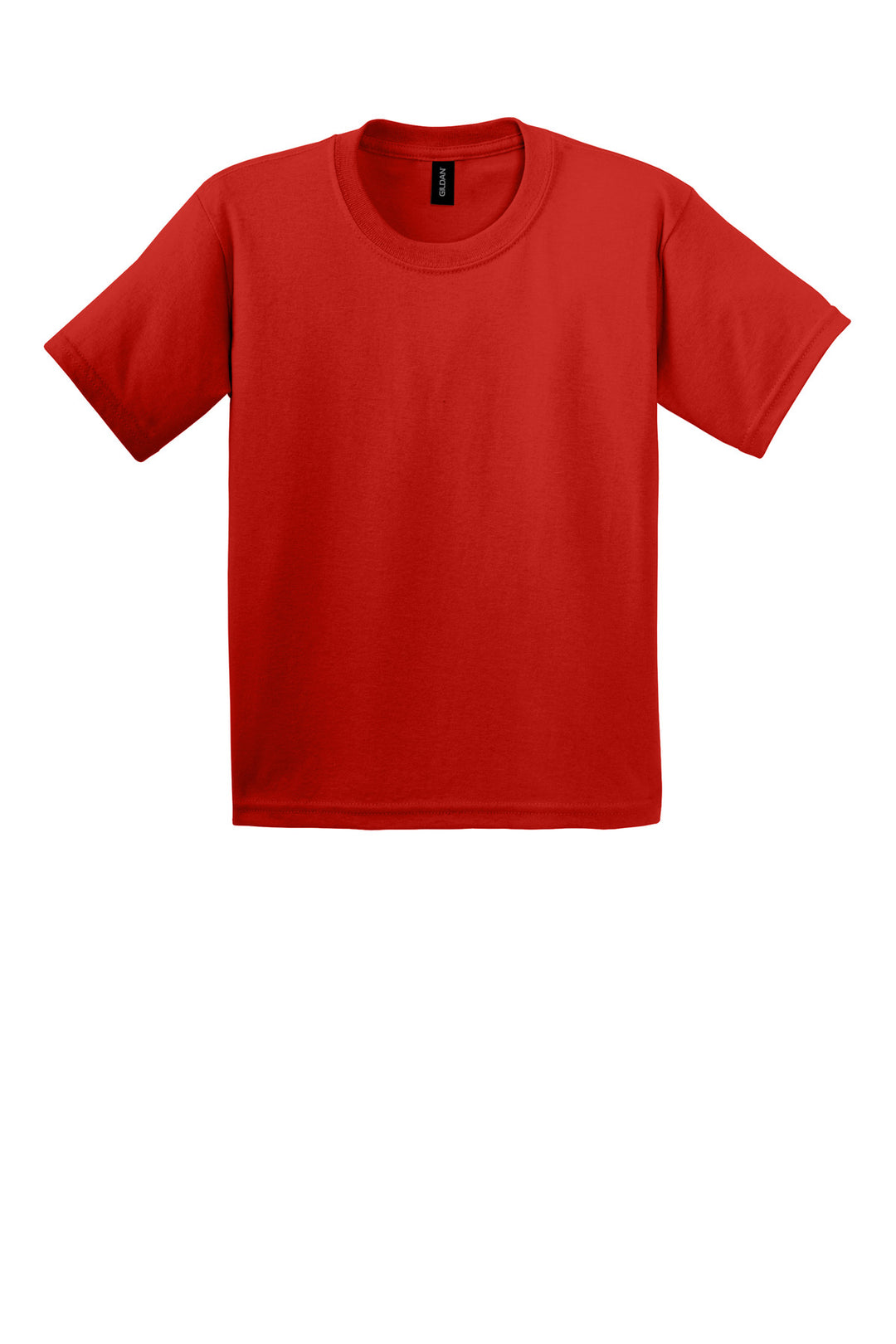 Front View of Red Gildan - Youth Ultra Cotton 100% US Cotton T-Shirt. 2000B