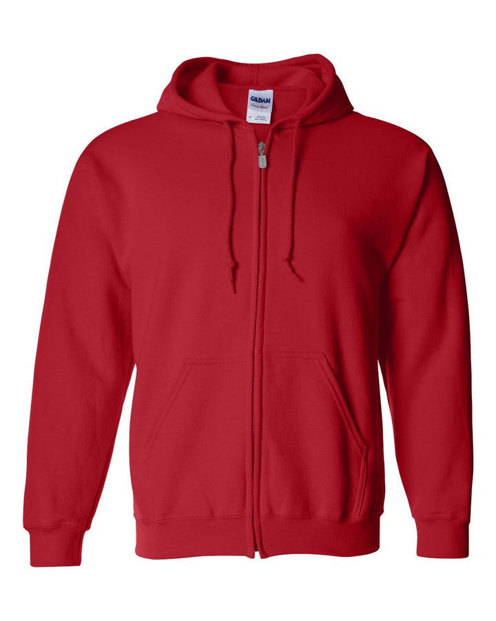 Front View of Red Heavy Blend™ Full-Zip Hooded Sweatshirt - 18600