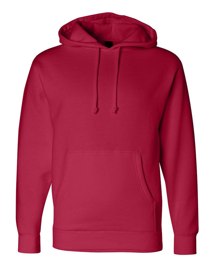 Front View of Red Heavyweight Hooded Sweatshirt - IND4000