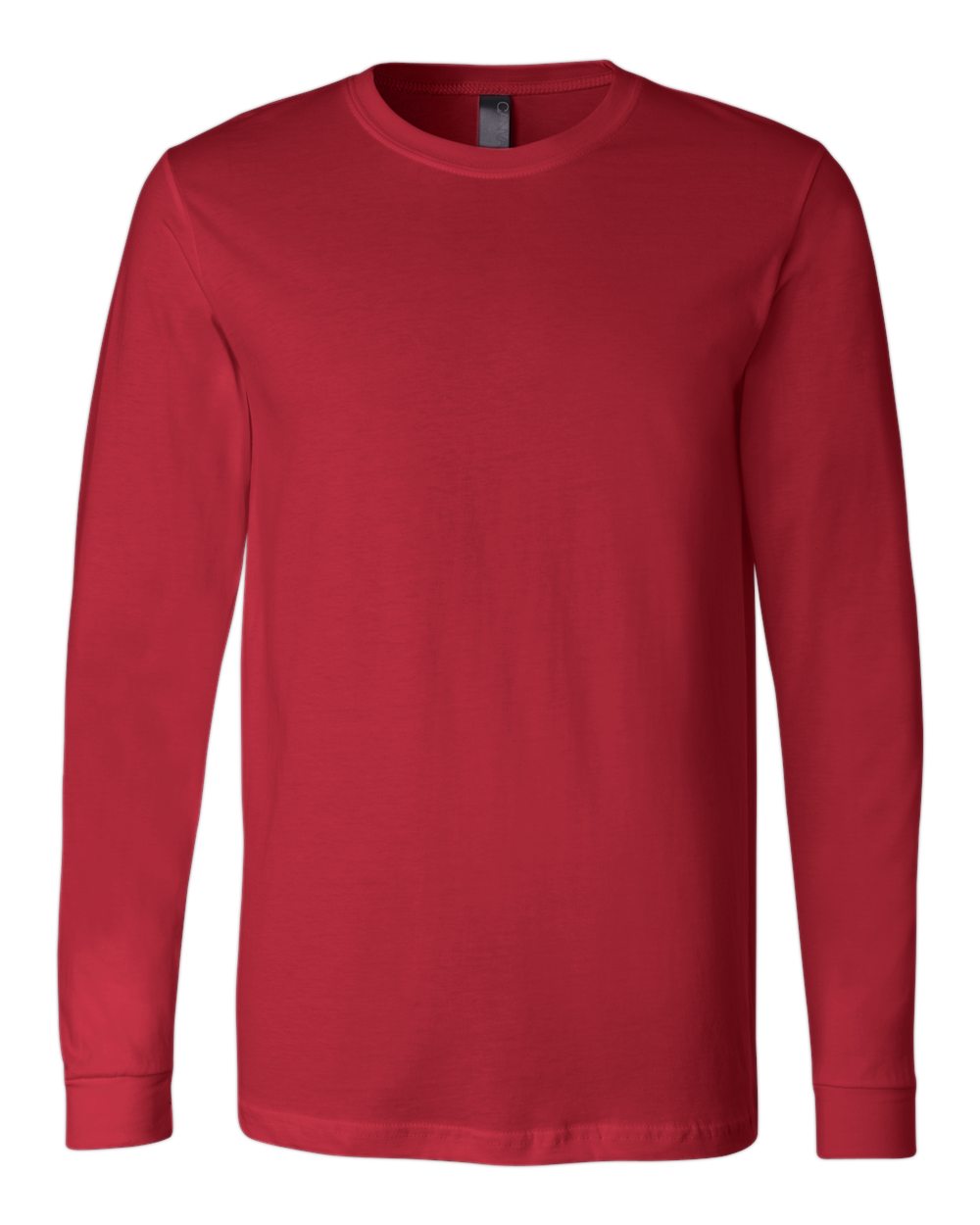 Front View of Red Jersey Long Sleeve Tee - 3501