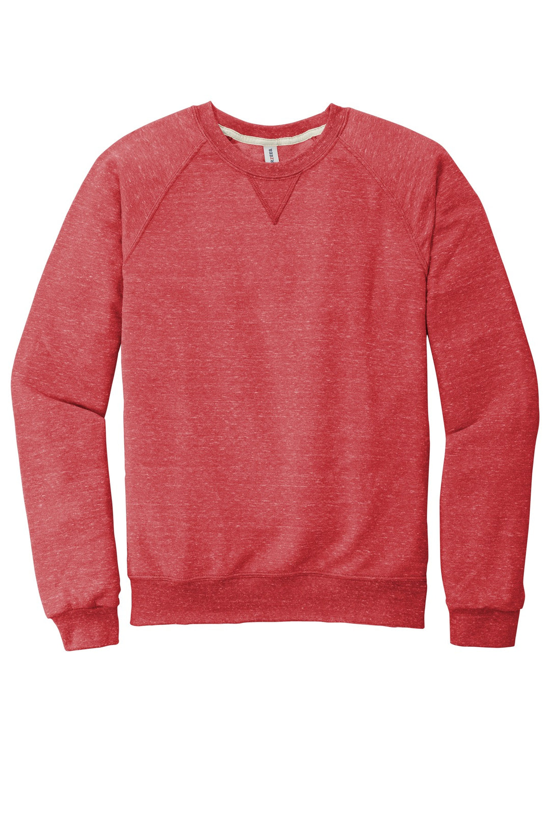 Front View of Red Jerzees Snow Heather French Terry Raglan Crew 91M