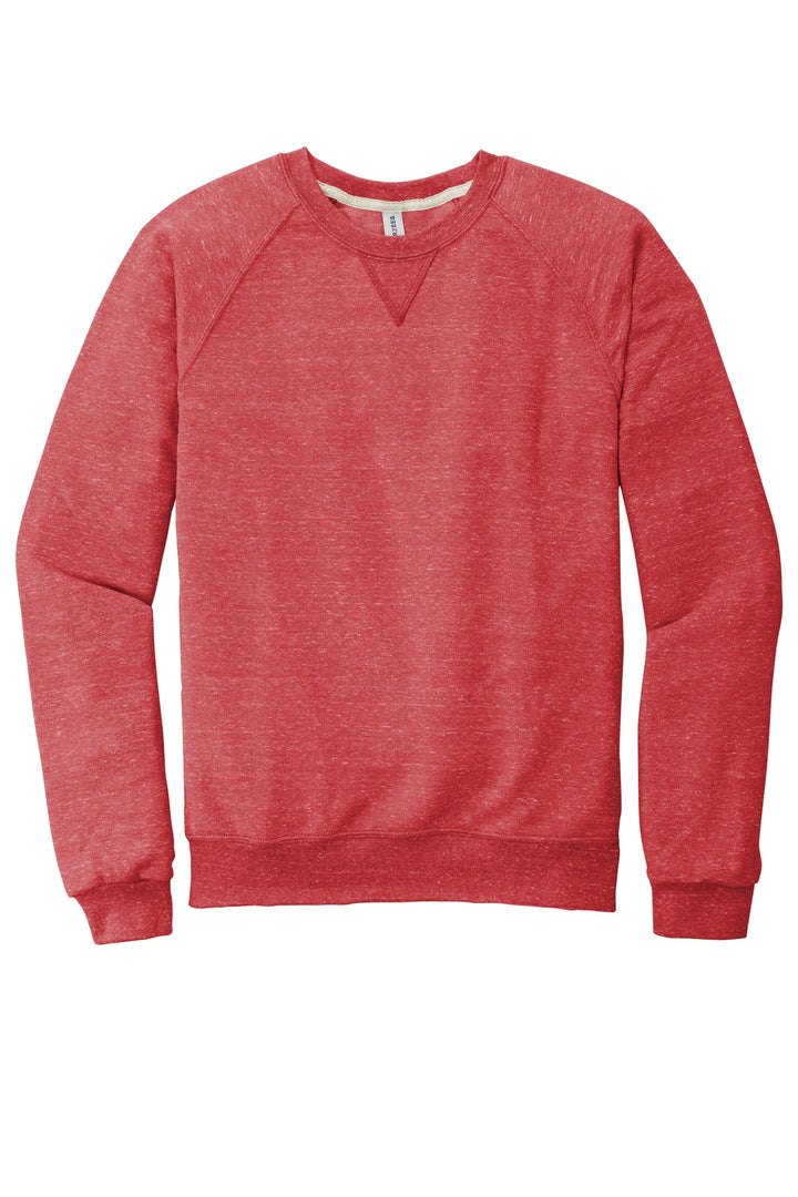Front View of Red Jerzees Snow Heather French Terry Raglan Crew 91M