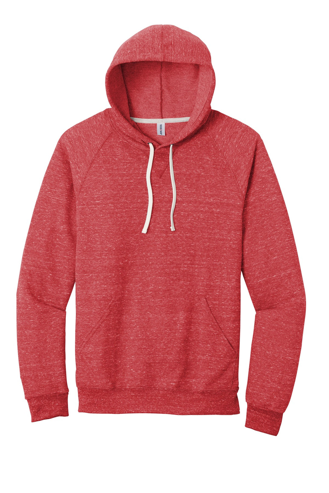 Front View of Red Jerzees Snow Heather French Terry Raglan Hoodie 90M