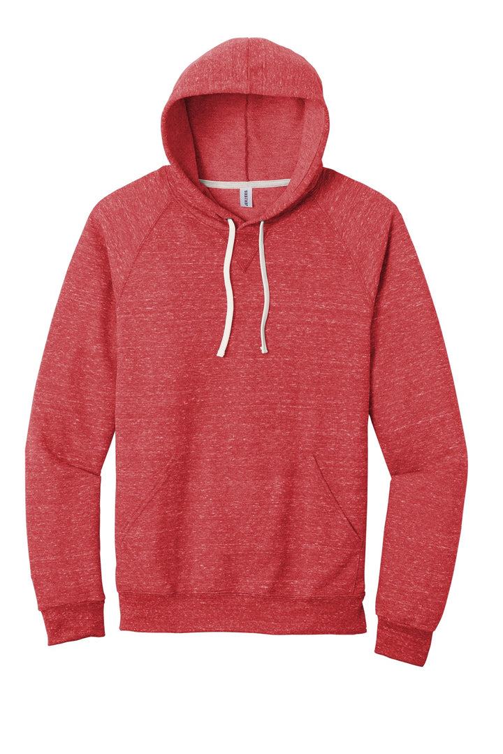 Front View of Red Jerzees Snow Heather French Terry Raglan Hoodie 90M