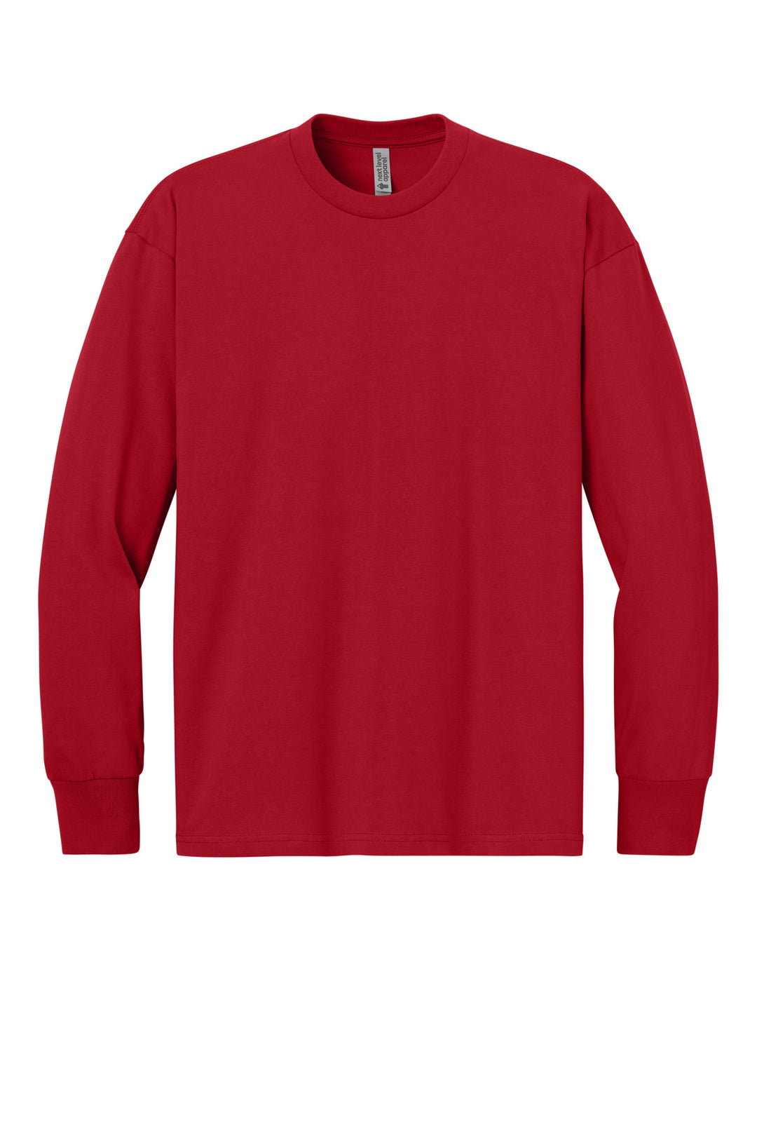 Front View of Red Next Level Apparel Heavyweight Long Sleeve Tee NL7211