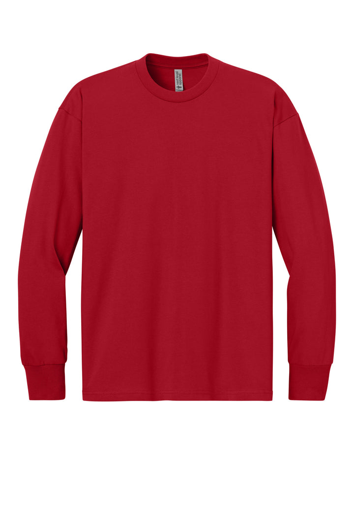 Front View of Red Next Level Apparel Heavyweight Long Sleeve Tee NL7211