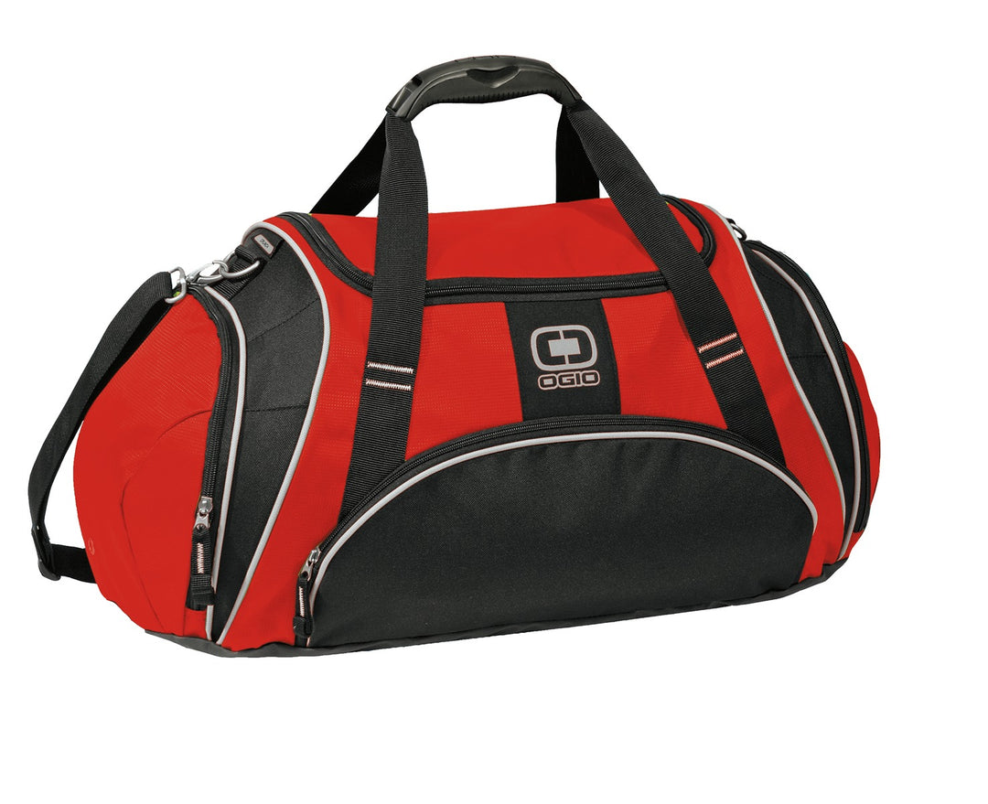 Front View of Red OGIO - Crunch Duffel. 108085