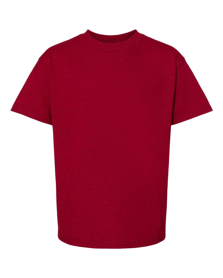 Front View of Red Pepper Heather Essential-T Youth T-Shirt - 5480