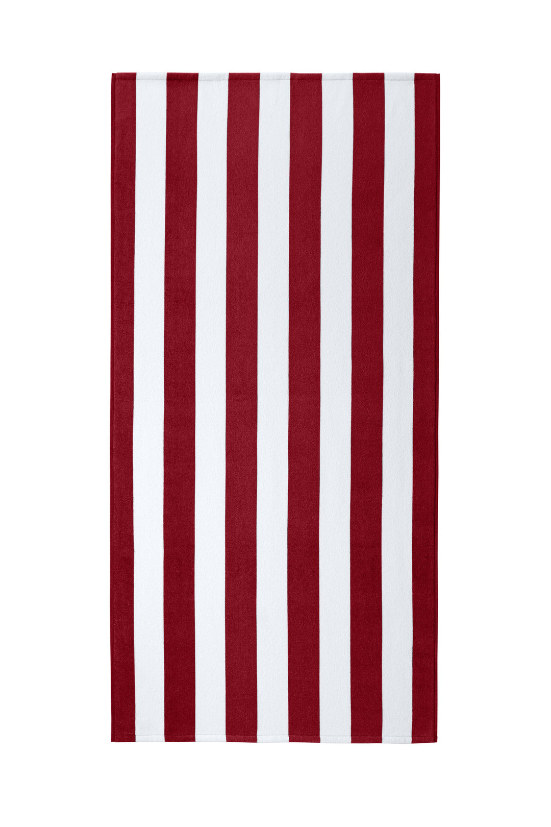 Front View of Red Port Authority Value Cabana Stripe Beach Towel PT45