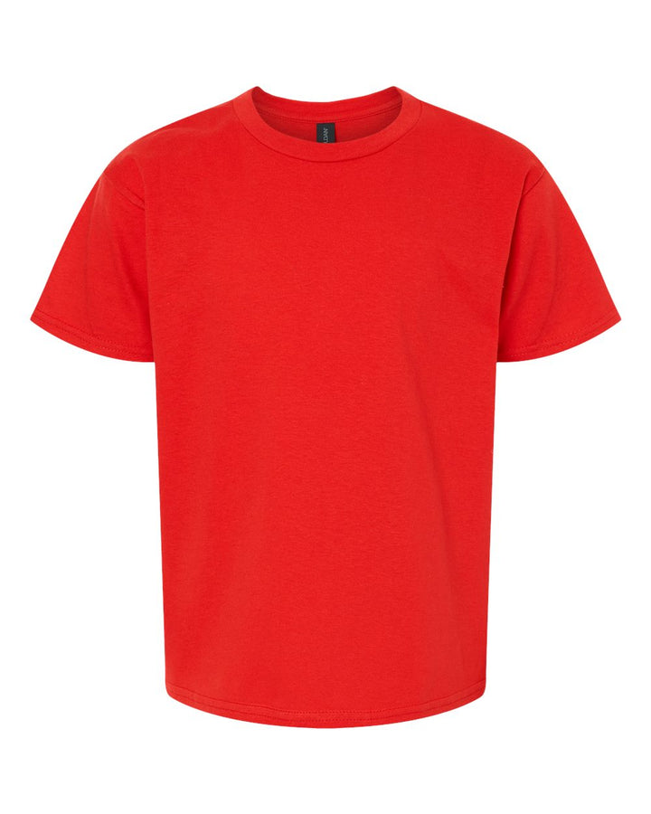 Front View of Red Softstyle® Youth T-Shirt - 64000B