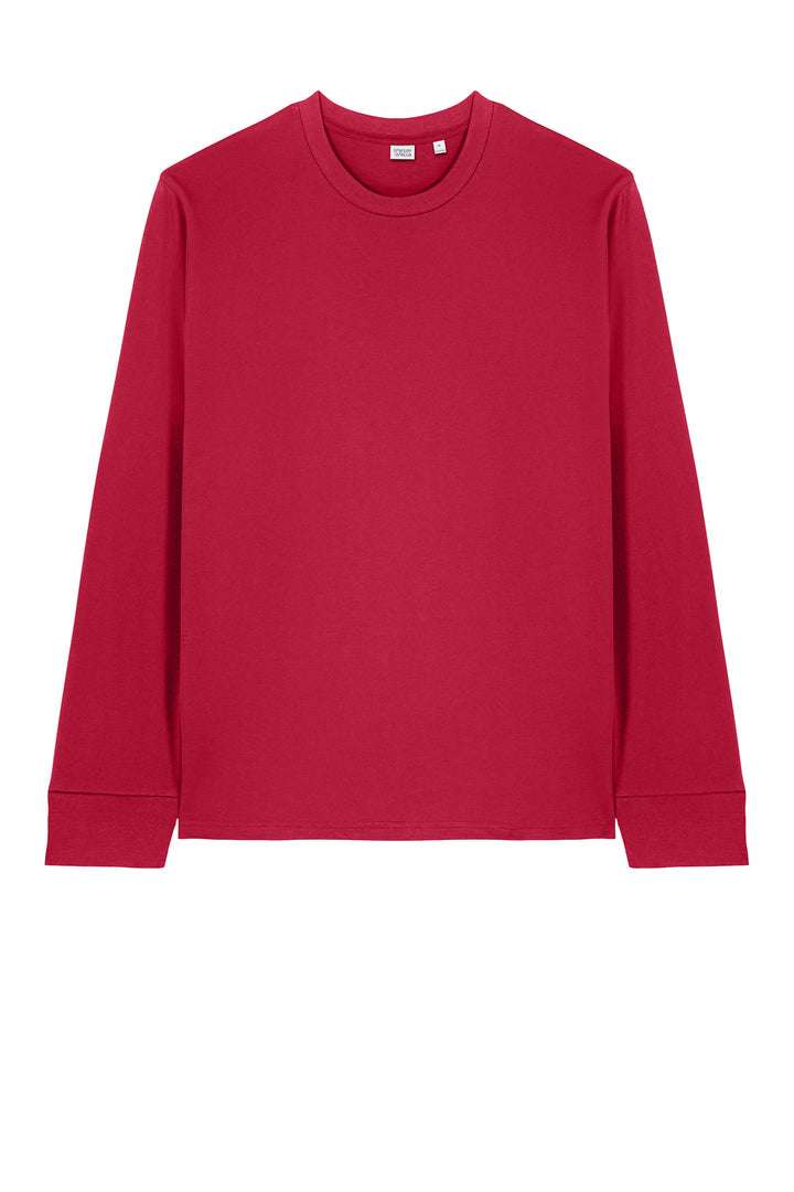 Front View of Red Stanley/Stella Unisex Creator 2.0 Long Sleeve Tee SXU022