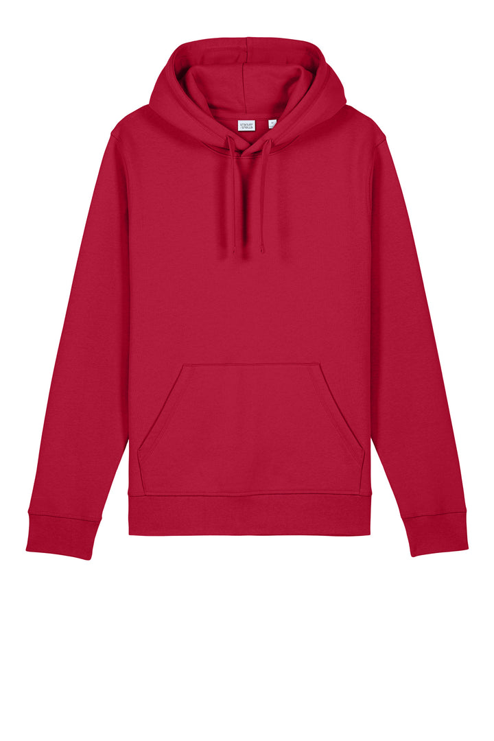 Front View of Red Stanley/Stella Unisex Drummer 2.0 Hooded Sweatshirt SXU009